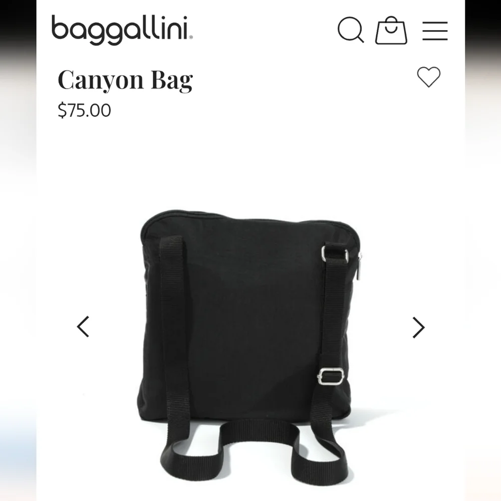 Baggallini Canyon Bag Crossbody Style Black With Sand Lining